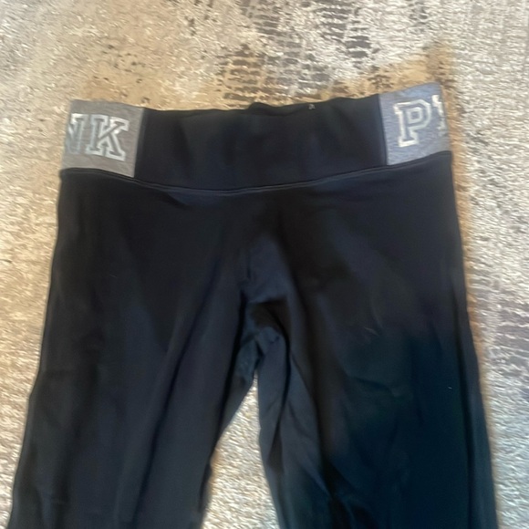 Nwots Victoria Secret Pink black & gray sequin accent Yoga pants Sz Large - Picture 3 of 11